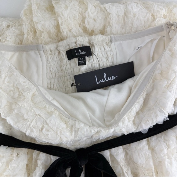 Lulu's Ivory 3D Floral Lace Strapless Midi Dress Formal Prom Wedding Party Gown - Picture 16 of 16